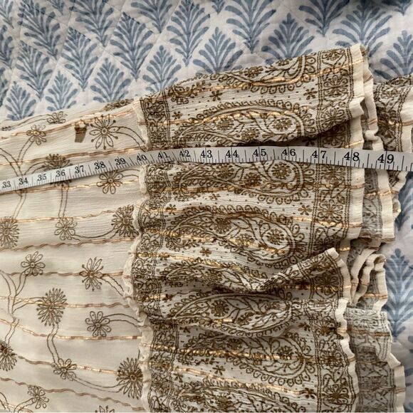 Indian Elegant Cream and Gold Boho Maxi Dress XL - Picture 12 of 13